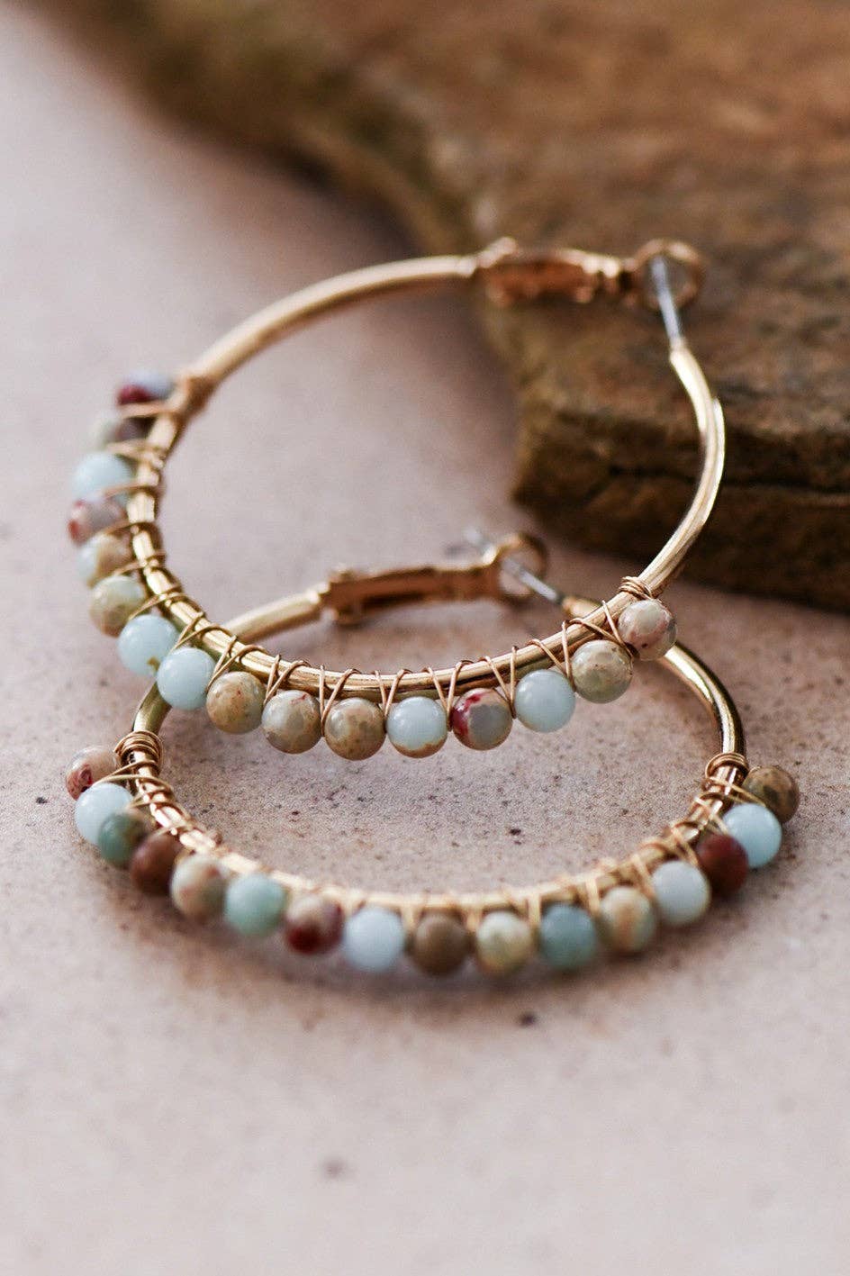 Boho Sea Sediment Jasper Stone Beaded Earrings