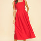 Red Ribbon Midi Sleeve Dress
