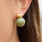 18K Gold Non-Tarnish Green Marble Ball Earrings