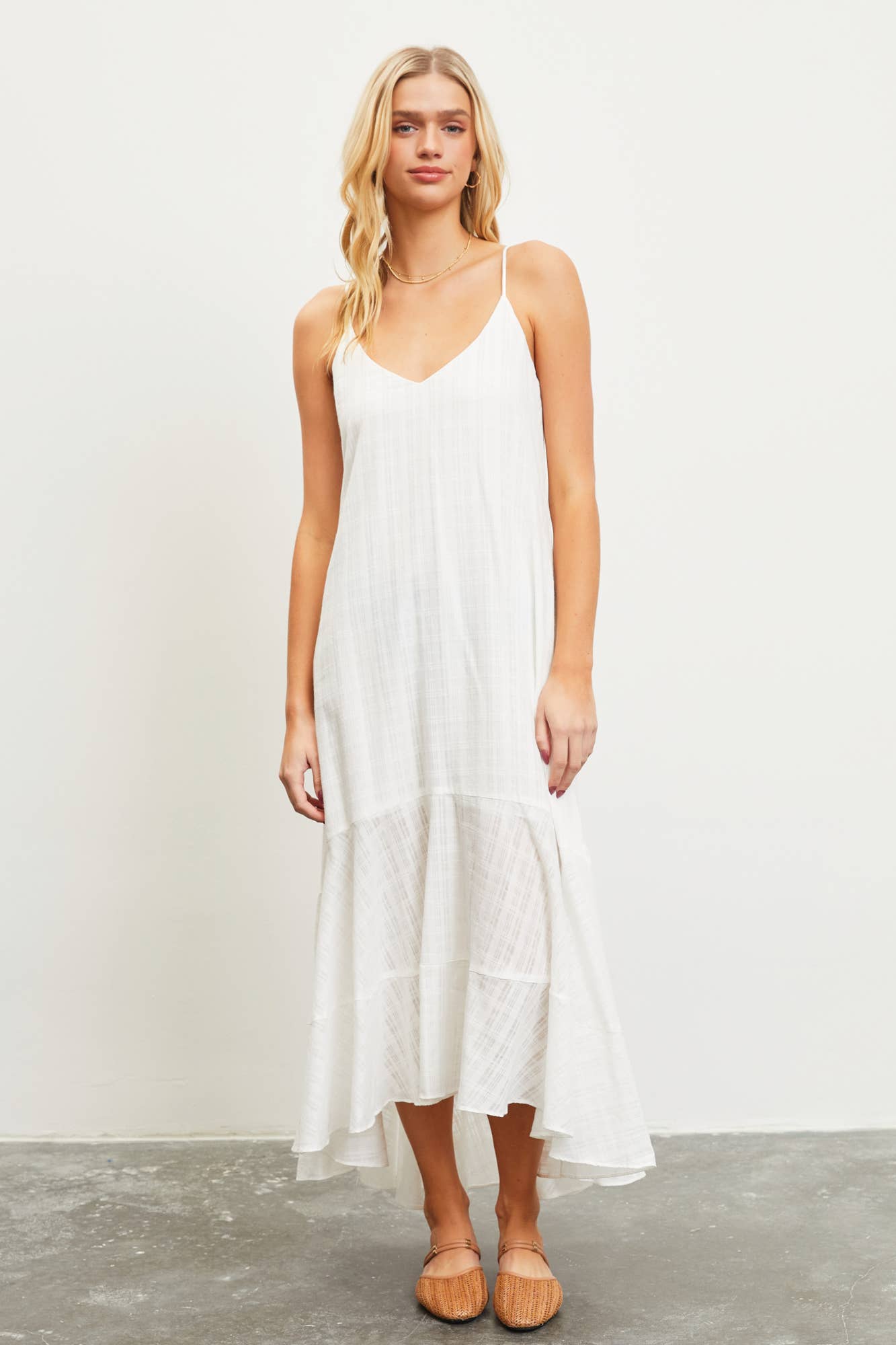 Off White Button Back Detail Cami Dress