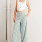 Cream & Ligh Blue Bonded Lace Pant