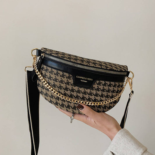 Fall Print Chain Strip Bum Bag