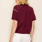 Whipstitch Wine/Ivory Relaxed Fit Top