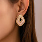 Pink Enamel Geometric Stud Earrings