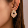 Pink Enamel Geometric Stud Earrings
