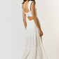 Ivory Cotton Gauze Embroidered Back Cutout Maxi Dress