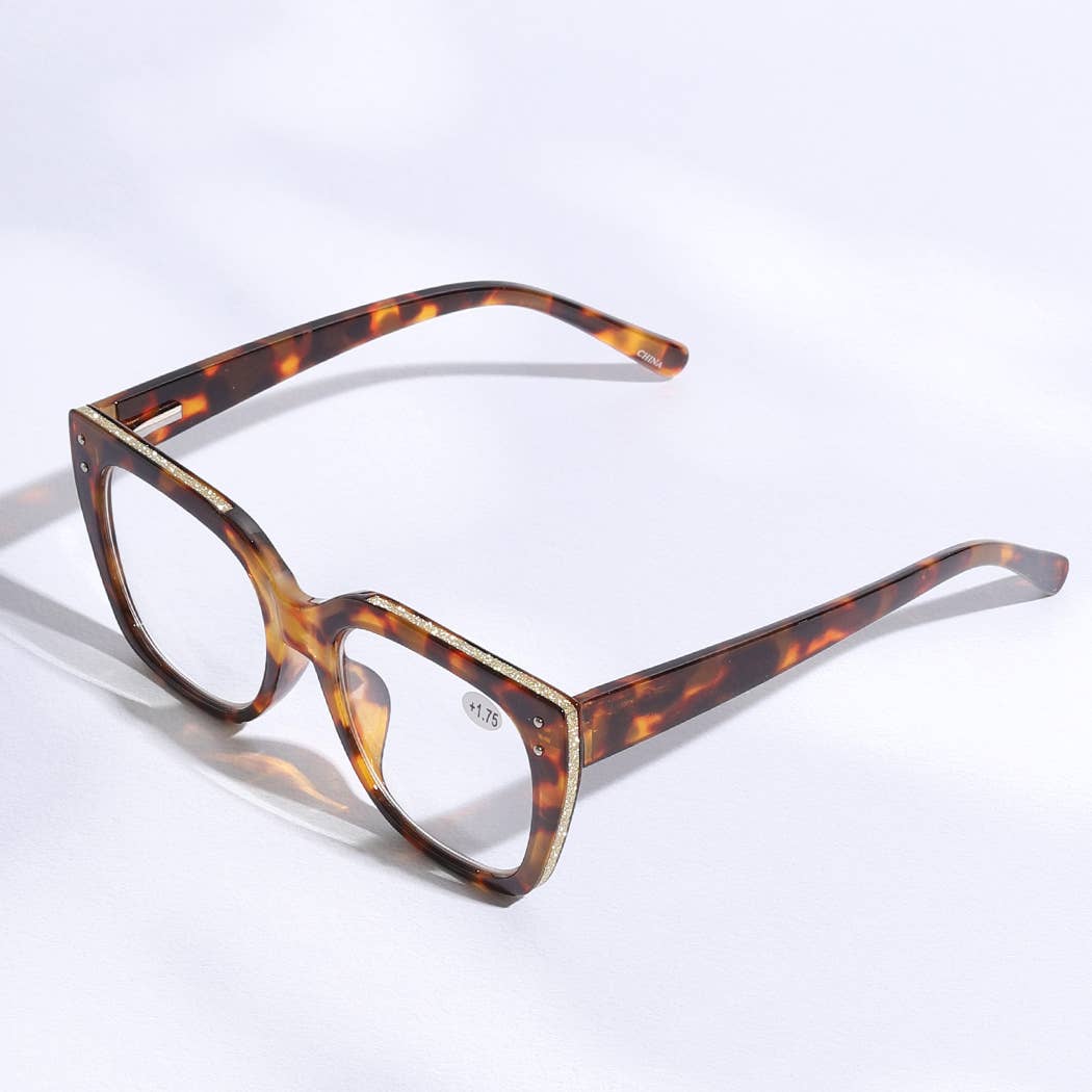 Wide Frame Glitter Side Reading Glasses