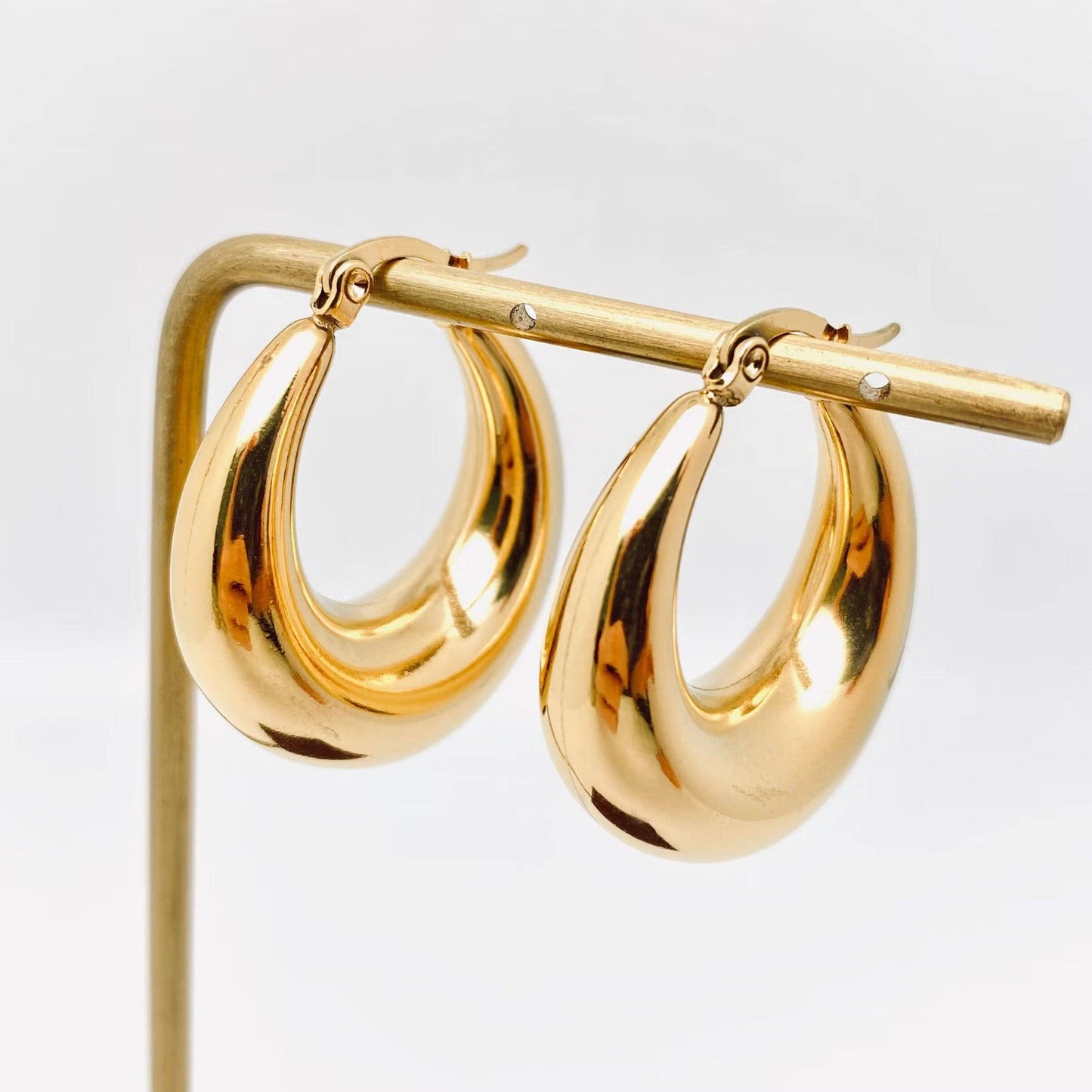 Geometric Gold-Plated Huggies