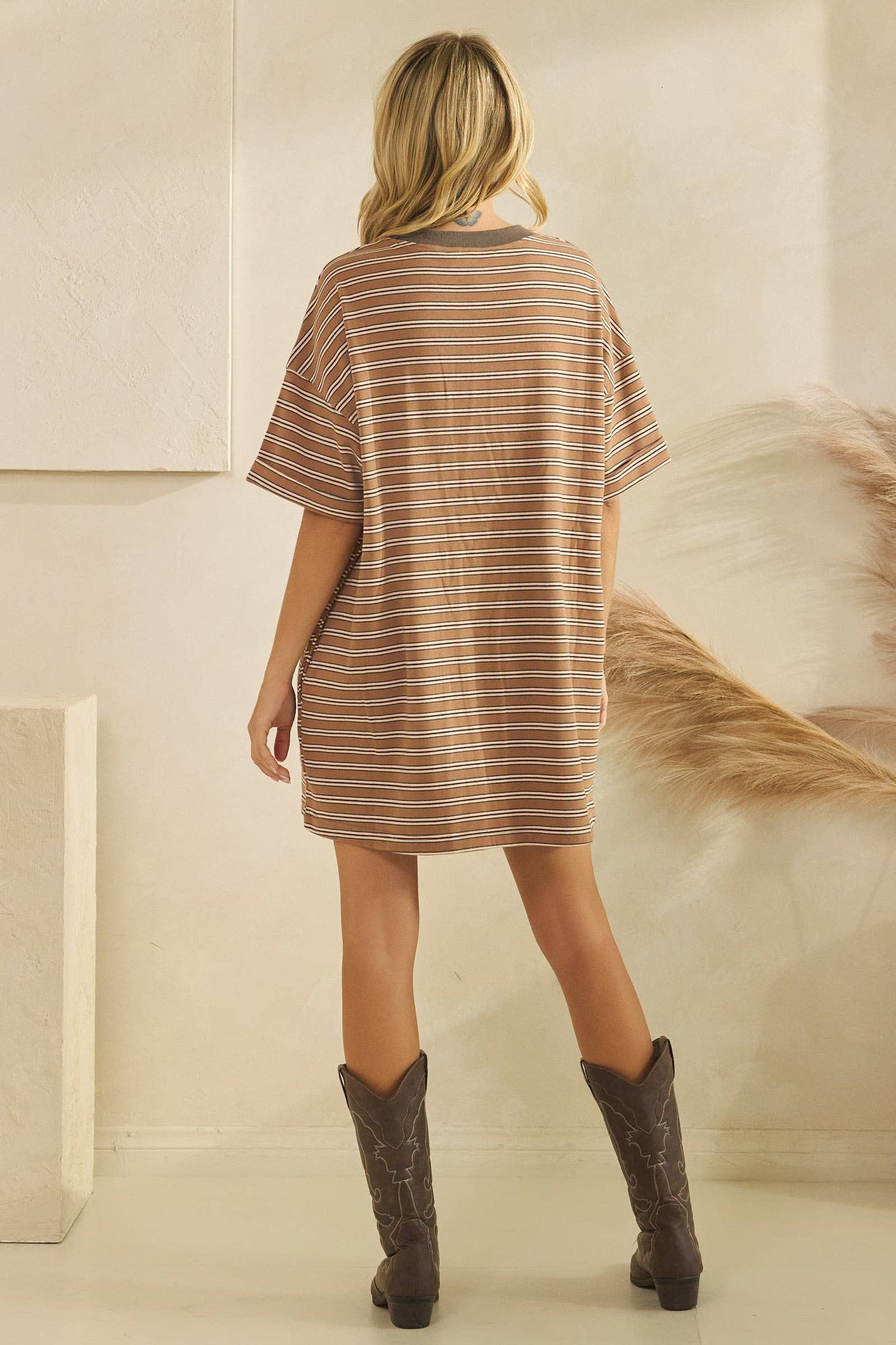 Stripe Knit Pullover Big Top Dress