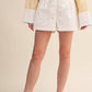 Rope Trim Pleated Belted Shorts