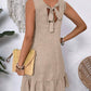 Sleeveless Ruffle Trim Halter Dress