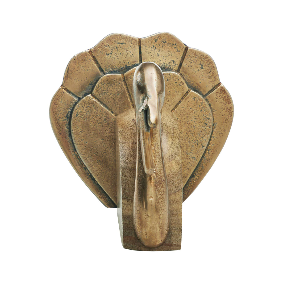 Wooden Turkey Figurine 8.5" Rustic Burnished Gold