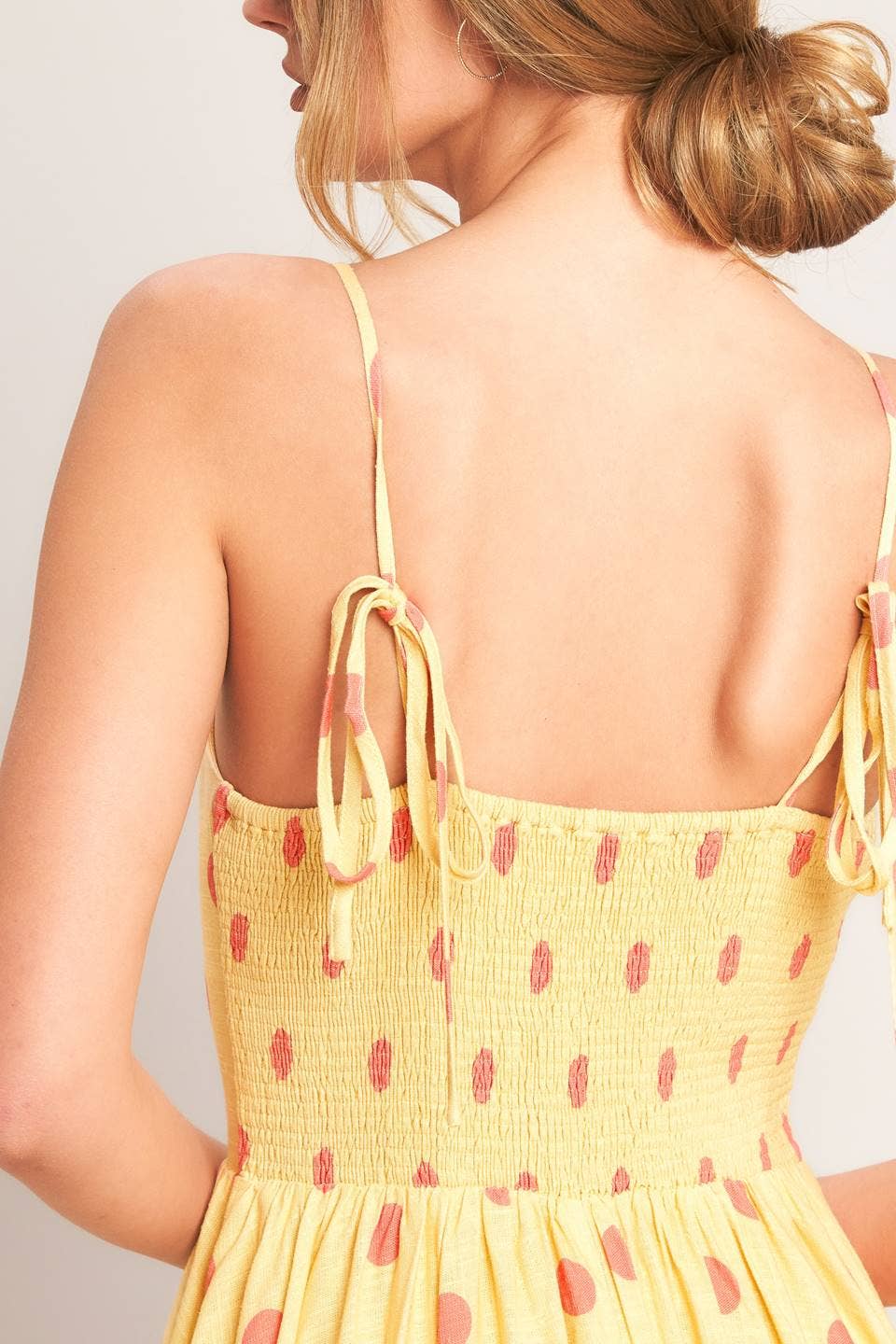 Yellow Polk-Dot Midi Dress