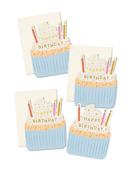 Birthday Cupcake die-cut folded Greeting Card Boxed Set