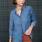 Chambray Collared 3/4 Tab Sleeve Button Down