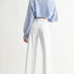Optic White Scissor Cut Wide Leg Jeans