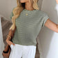 Striped Knit Short Sleeve Pullover