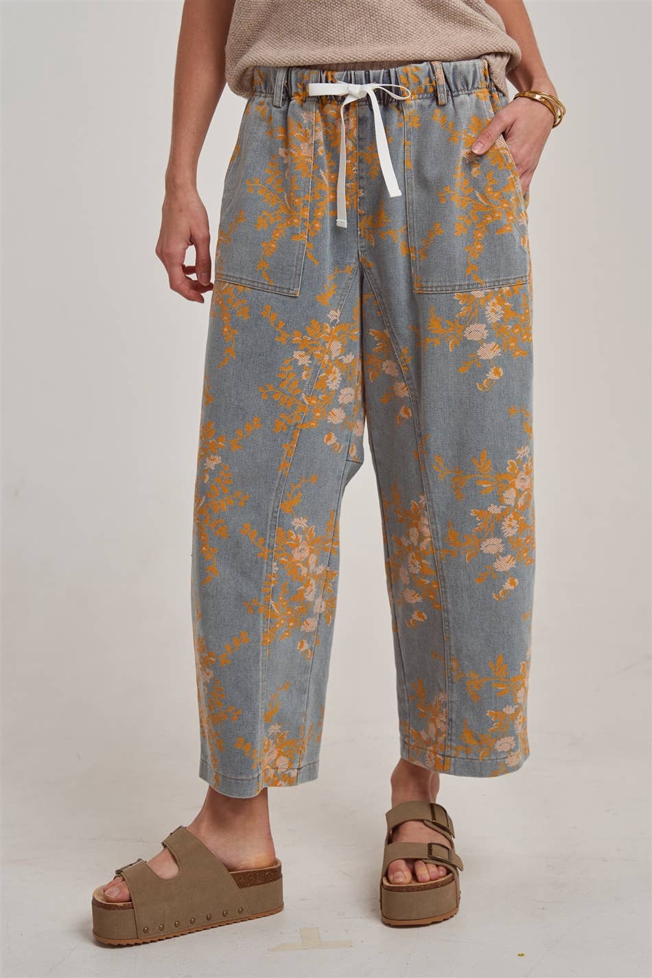Mid Rise Denim Relaxed Floral Denim Jeans