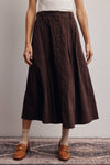 Mocha Corduroy Button Front Midi Skirt