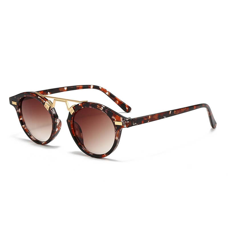 Round-Frame Print Sunglasses