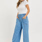 Denim Pull On Wide-Leg Pants