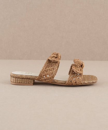 The Esther Camel | Raffia Bow Summer Sandals