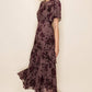 Velvet Plum Floral Smocked Waist Tiered Dress