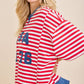 USA Rope Embroidery Striped Top