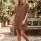 Polka Dot Brown Denim Shirt Dress