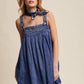 Denim Pleated Mini Dress