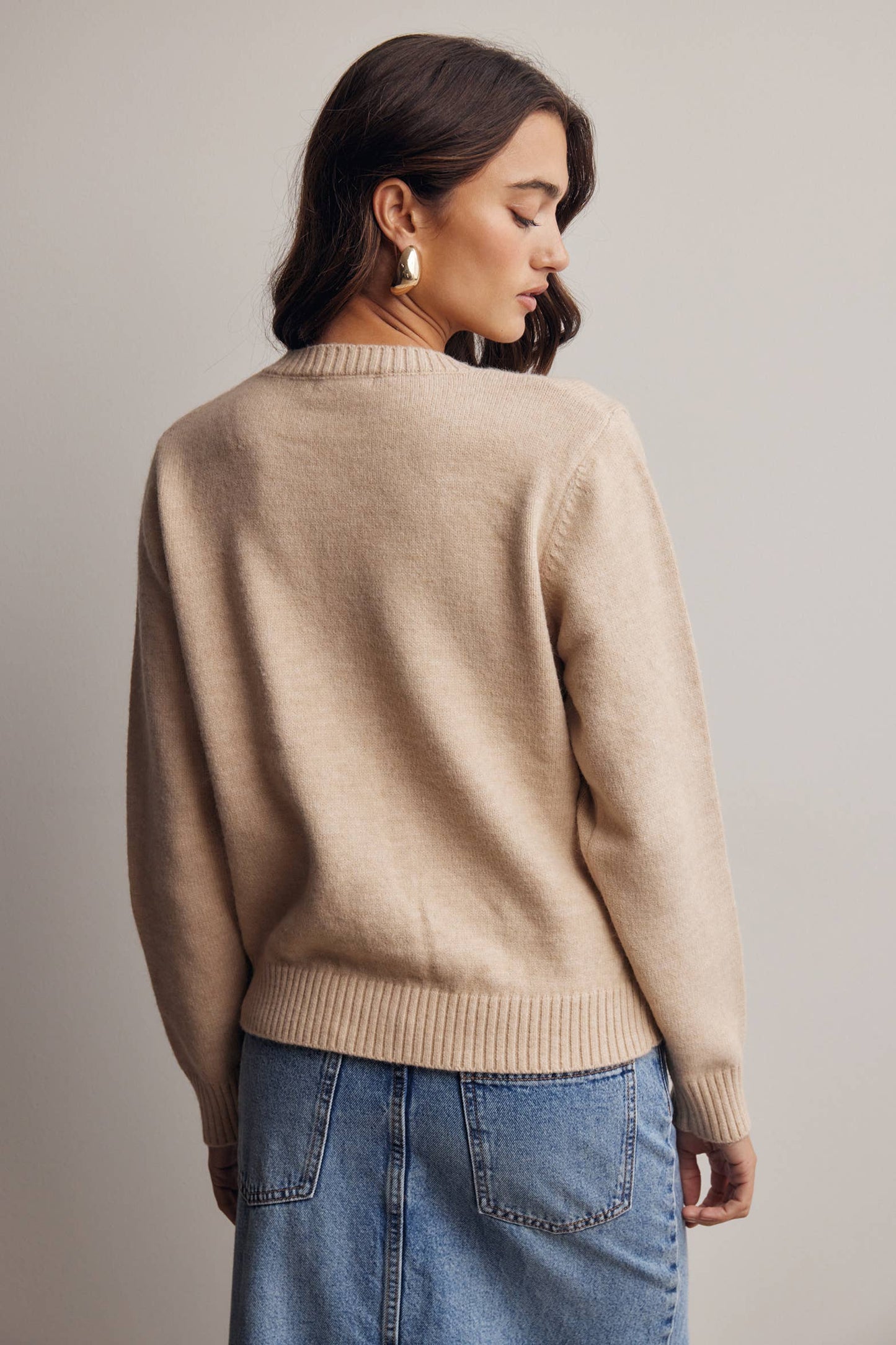 Heart Button Cream Knit Cardigan