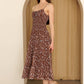 Brown + Blue Smocked Floral Tiered Midi Dress