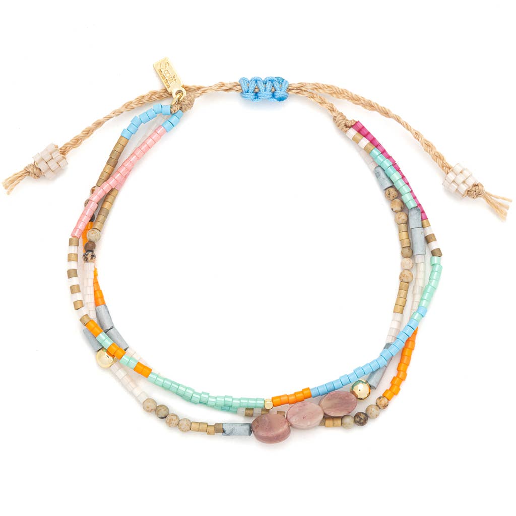 Love/Rhodochrosite/Gold Bracelet