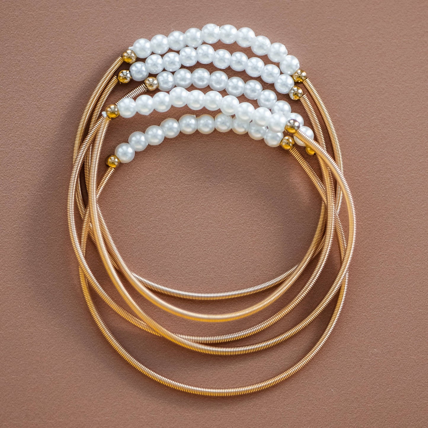 Boho Layered Spring Coil Guitar String Bracelet Set