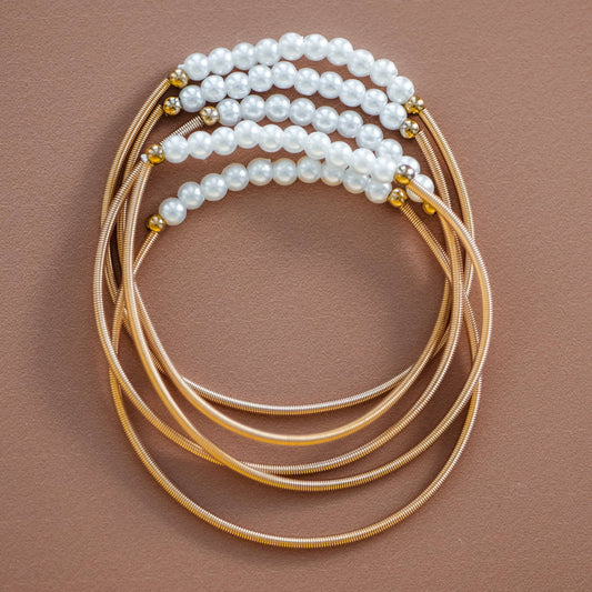 Boho Layered Spring Coil Guitar String Bracelet Set