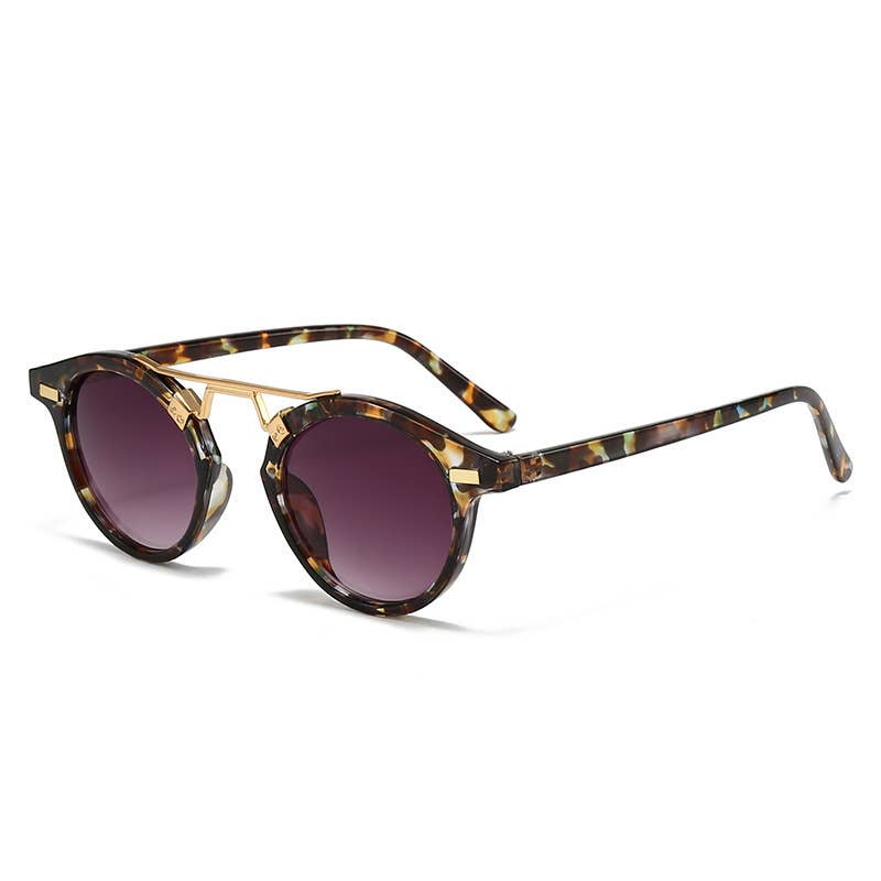 Round-Frame Print Sunglasses