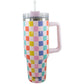 Multicolored Checkered Coffee Tumbler Cup (40oz)