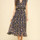 Deep Wine Floral Print Tiered Chiffon Dress