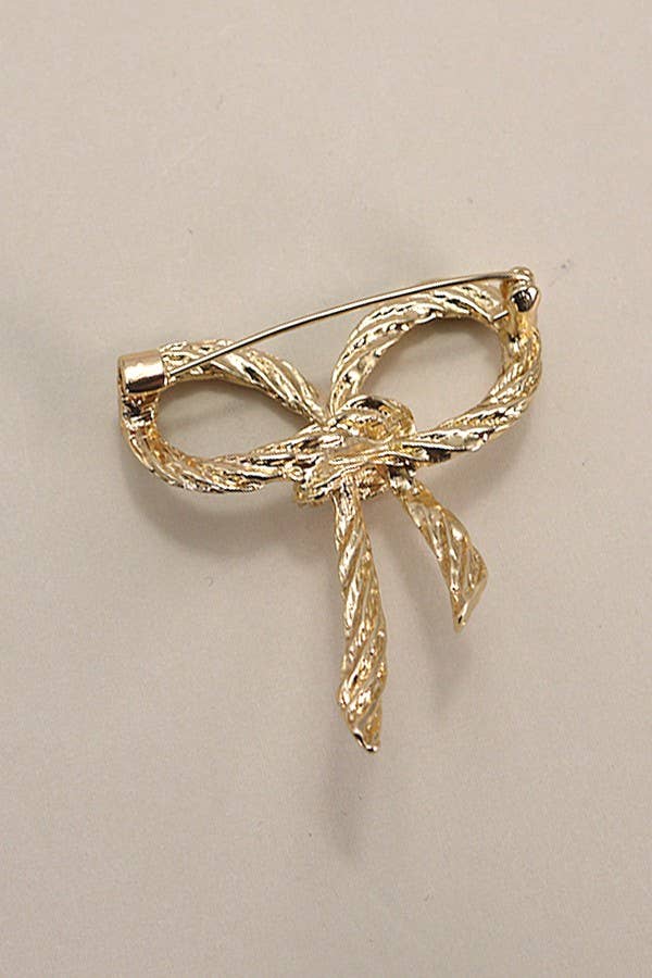 Gold Rope Bow Knot Brooch