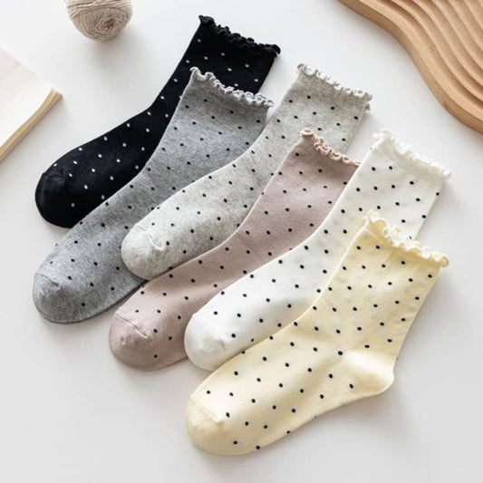 Edge Cuffs Polka Dot Stacked Socks