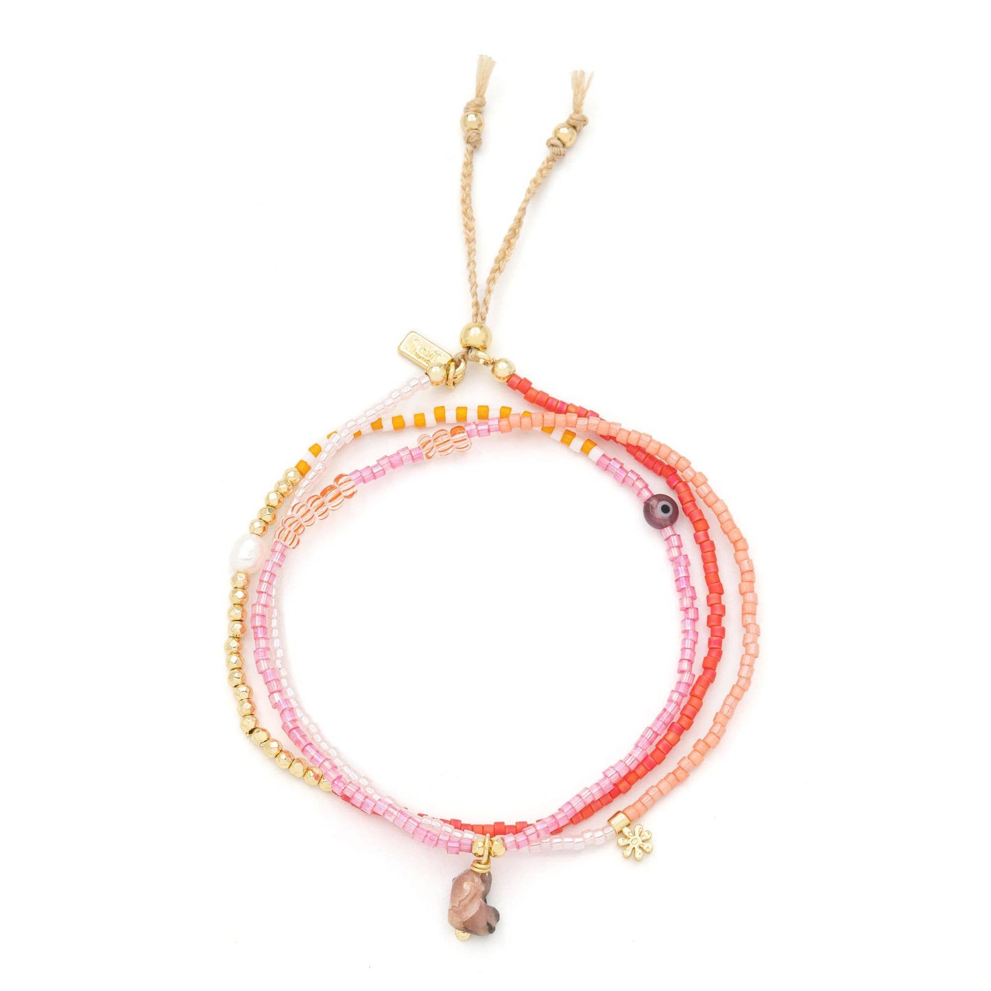 Love/Rhodocrosite/Gold Wrap Bracelet/Necklace