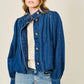Dark Denim Bubble High Neck Denim Jacket