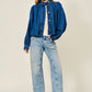 Dark Denim Bubble High Neck Denim Jacket