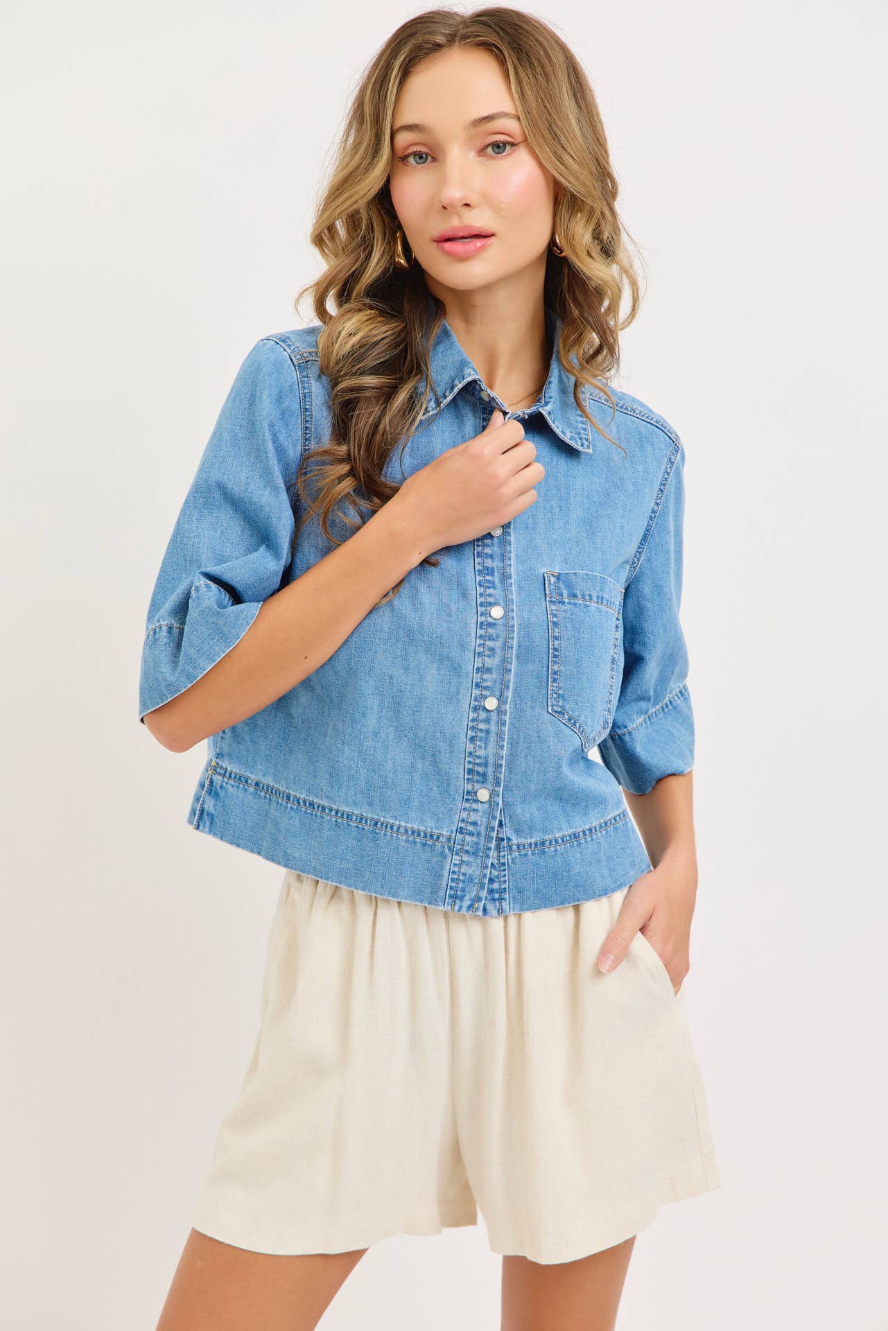 Everyday Effortless Denim Button Down Shirt