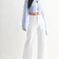 Optic White Scissor Cut Wide Leg Jeans