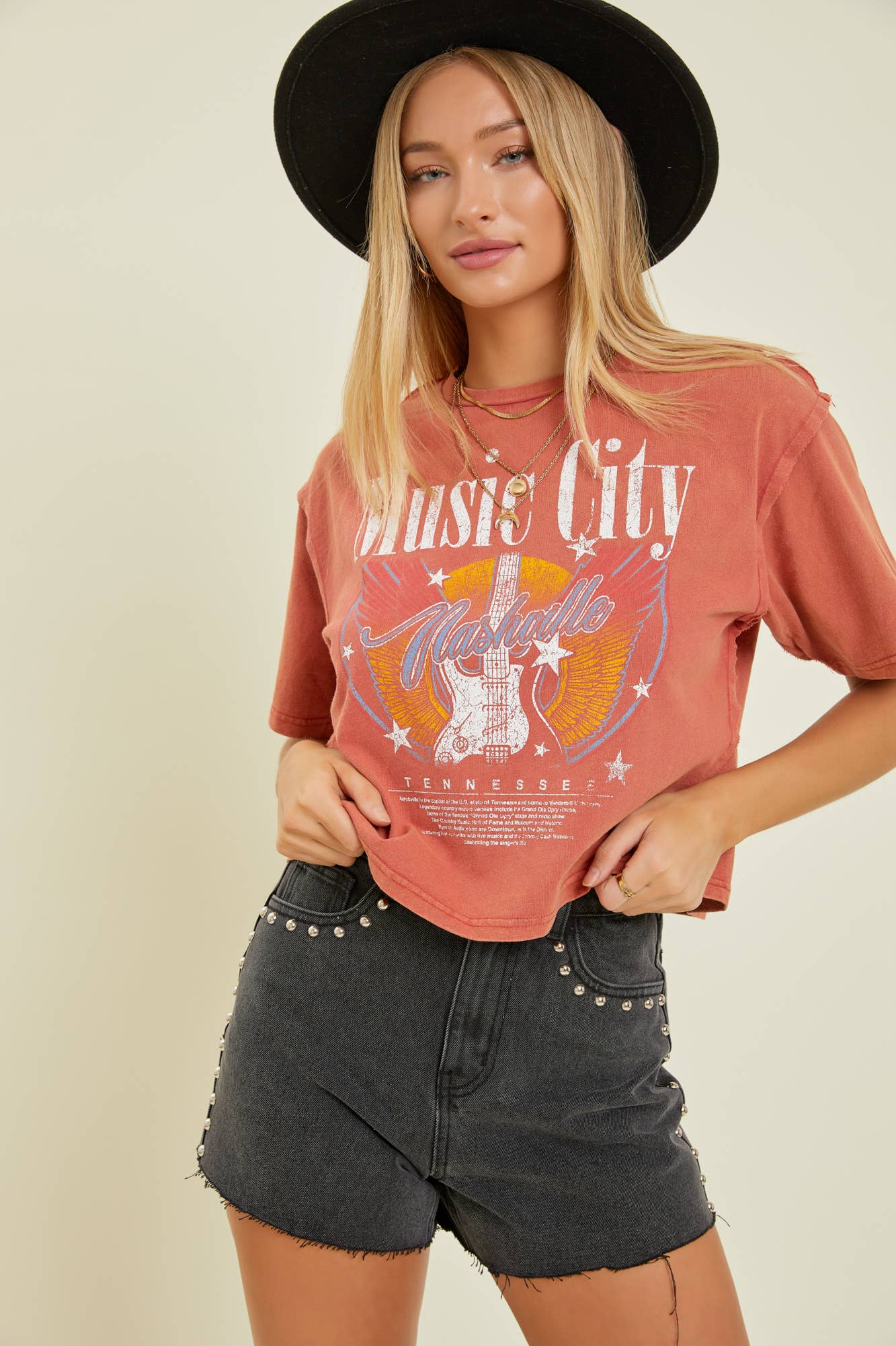 Nashville Music City T-Shirt-Rust