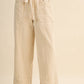 Taupe Stripe Wide Leg Drawstring Pants