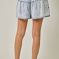 Acid Blue Washed Tencel Embroidered Shorts