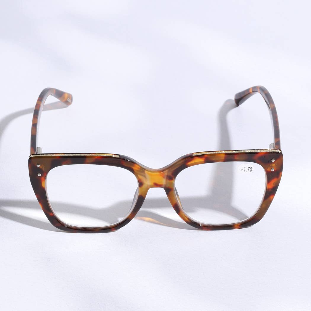 Wide Frame Glitter Side Reading Glasses