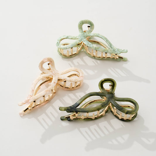 Garden Ribbon Metal Bow Large Claw Clip
